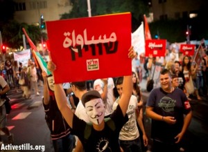 A Hadash banner in Hebrew and Arabic: "Equality" (Activestills)