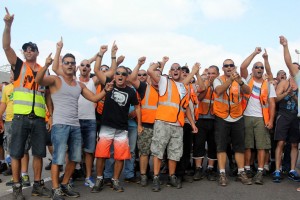 Workers demonstration against privatization (Photo: Haifa Port Worker's Union)