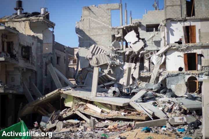 Demolished house of Abu Leila's family in Al Sheikh Radwan neighborhood which was destroyed by an Israeli airstrike, Gaza City, July 11. The neighborhood was severely damaged and hundreds of houses and buildings have been destroyed since the start of the Israeli military operation (Photo: Activestills)