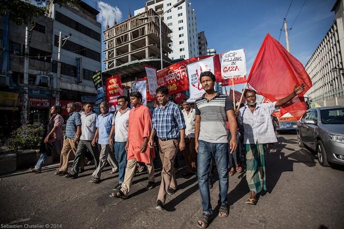 A Communist Party of Bangladesh rally in solidarity with Gaza (Photo: Sebastien Chatelier)