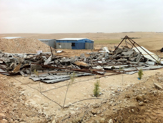 A demolished home in the unrecognized Arab-Bedouin village of Wadi Al-Na'am.