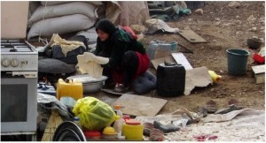Amid bulldozed homes in ‘Ein al-Karzaliyah, a Palestinian woman prepares bread for her family’s next meal.