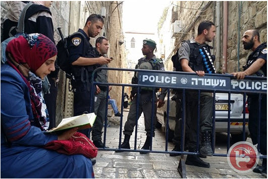 Israeli policemen outside the Al-Aqsa Mosque compound in Jerusalem's Old City on Monday, September 14