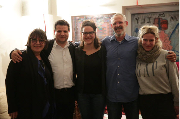 Tair Kaminer (middle) with Joint List leader, MK Ayman Odeh (Hadash), and her parents, Sybil Goldfainer and Micah Kaminer, and sister Romi Kaminer Goldfainer