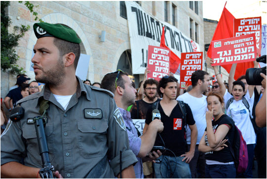 Israeli communists demonstrate in West Jerusalem against the occupation of the Palestinians territories.
