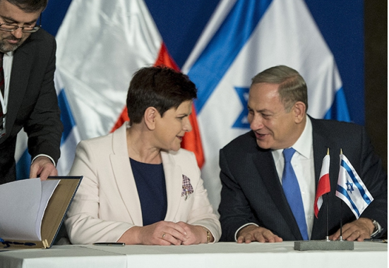 Polish premier Beaty Szydło and Israeli PM Benjamin Netanyahu during which they signed the joint statement on Tuesday, November 22, in Jerusalem