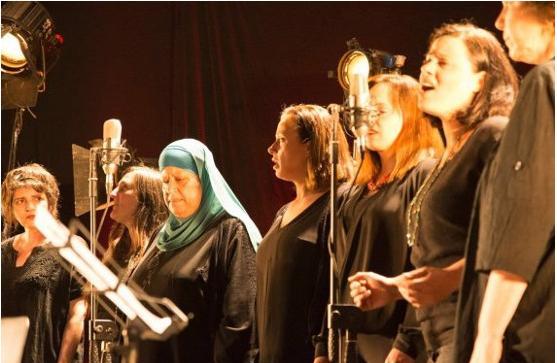 Israeli-Palestinian choir perform in the last year’s Israeli-Palestinian Memorial Day Ceremony held in Tel Aviv