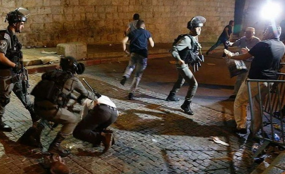 Israeli Border Police confront Palestinian residents of East Jerusalem on Thursday night, July 20.