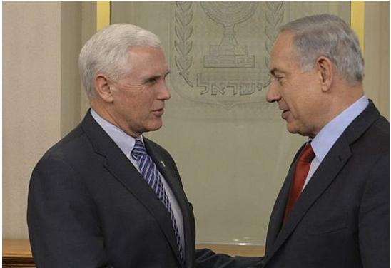 Israeli Prime Minister Benjamin Netanyahu meets with then Senator Mike Pence in Jerusalem, December 29, 2014.
