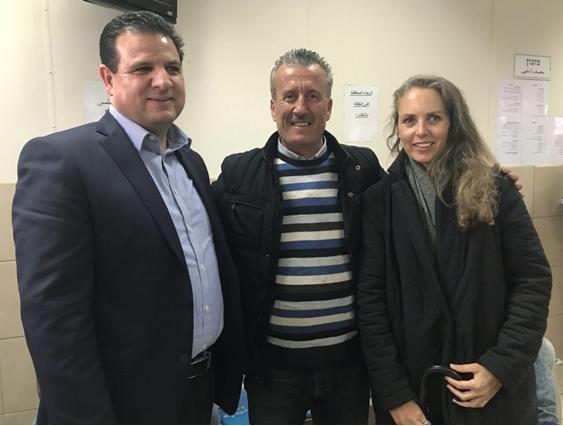 MK Ayman Odeh, Bassem Tamimi and Attorney Gaby Lasky at Ofer Military Court, last Monday