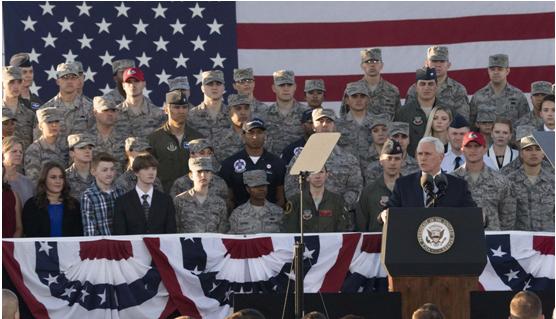 United States Vice President Mike Pence with American military personnel