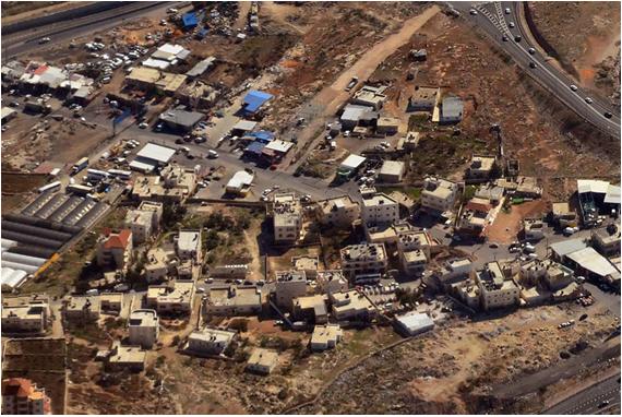 An aerial view of part of the village of Hizma, northeast of Jerusalem