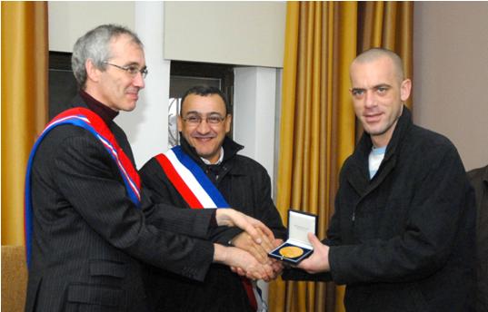 Communist mayor of the city of Gennevilliers, Patrice Leclerc (left) and Addameer’s Palestinian-French field researcher and human rights defender Salah Hamouri (right)