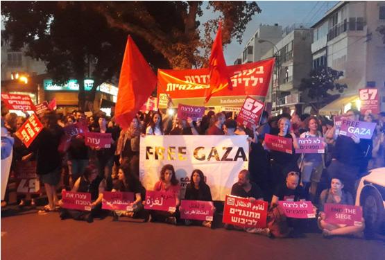 Hundreds of Israelis demonstrated in central Tel Aviv on Tuesday evening, May 15, 2018, and blocked streets to protest the killing of 60 unarmed Palestinians along the Gaza-Israel border the day before.