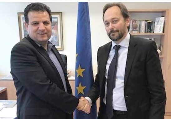 MK Ayman Odeh (Joint List – Hadash) and Emanuele Giaufret, head of Delegation of European Union to the State of Israel