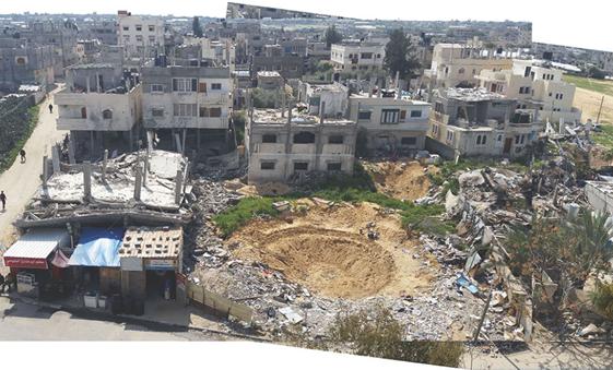 Some of the devastation in the Palestinian city of Rafah in the southern Gaza Strip, resulting from an attack launched by Israel on "Black Friday” in August 2014 against a residential area and during which more than 200 Palestinian civilians were killed