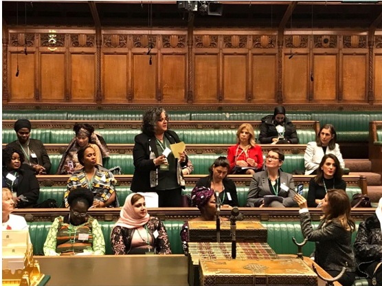 MK Aida Touma-Sliman addressing fellow participants during the meeting of women parliamentarians from around the world held at the House of Commons in London, last Thursday, November 8