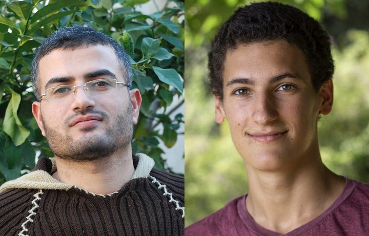 Ahmed Abu Artema (left), one of the leaders of Gaza’s Great Return March, and Israeli conscientious objector Hillel Garmi.