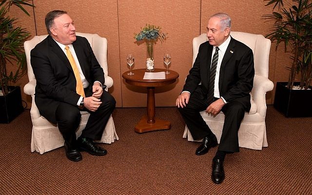 US Secretary of State Mike Pompeo meets with Prime Minister Benjamin Netanyahu in Brasilia on January 1, 2019