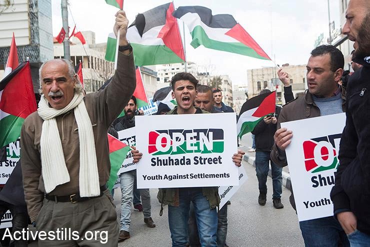 Demonstrators in Hebron, last Friday, February 22