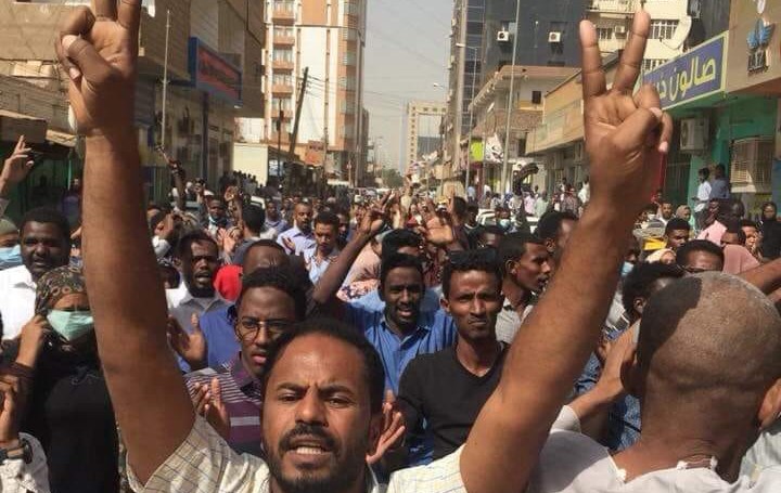 Crowds demonstrating against the Sudanese dictatorship, last week in Khartoum