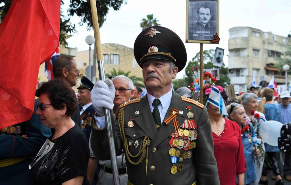 World War II Soviet Army veteran during the Victory Day event held in Haifa on May 10, 2019