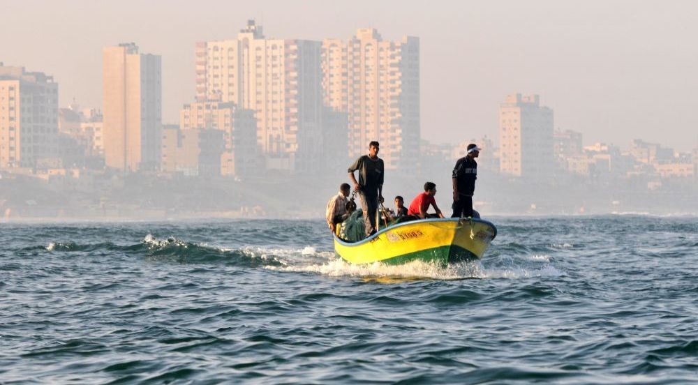 Palestinian fishermen along the coast of Gaza