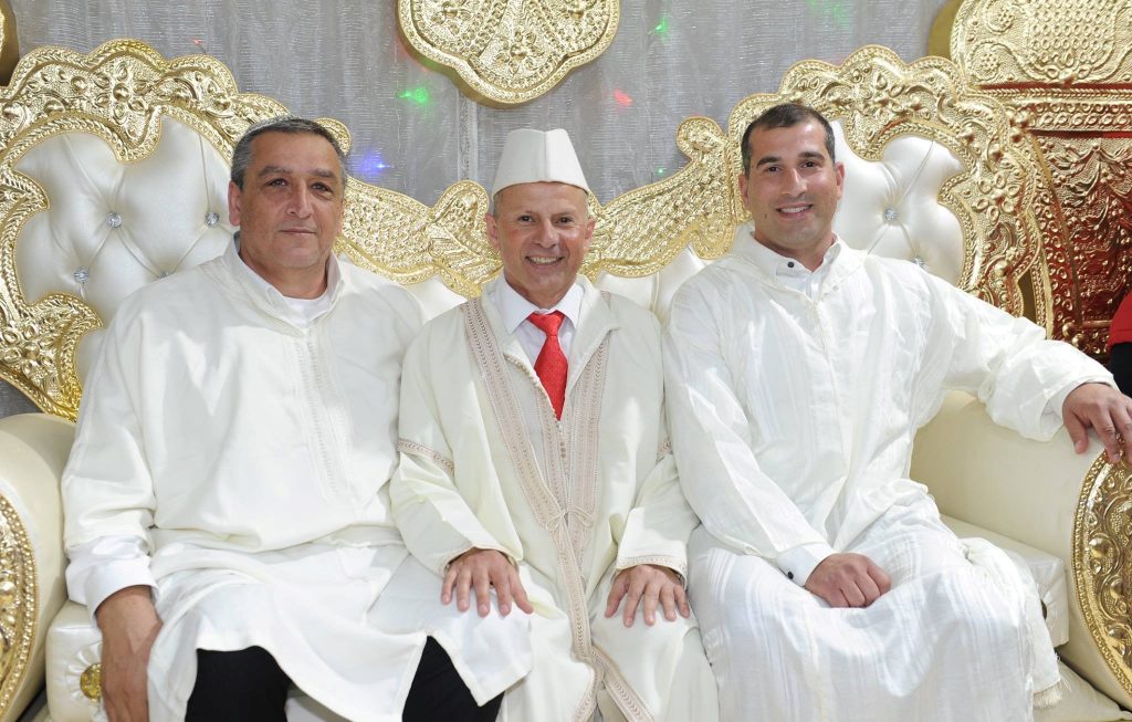The Mayor of Afula, Avi Elkabetz (middle) at this year's Mimouna celebration, a North African Jewish tradition marking the end of the week of Passover, in the city's park
