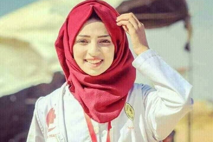 Palestinian paramedic Razan al-Najjar, 20, who was shot and killed by a live round fired by an Israeli military sniper on June 1, 2018