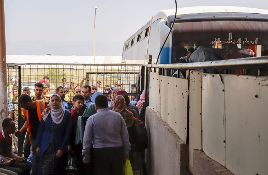 Palestinians at the Rafah Crossing Point between Gaza Strip and Egypt