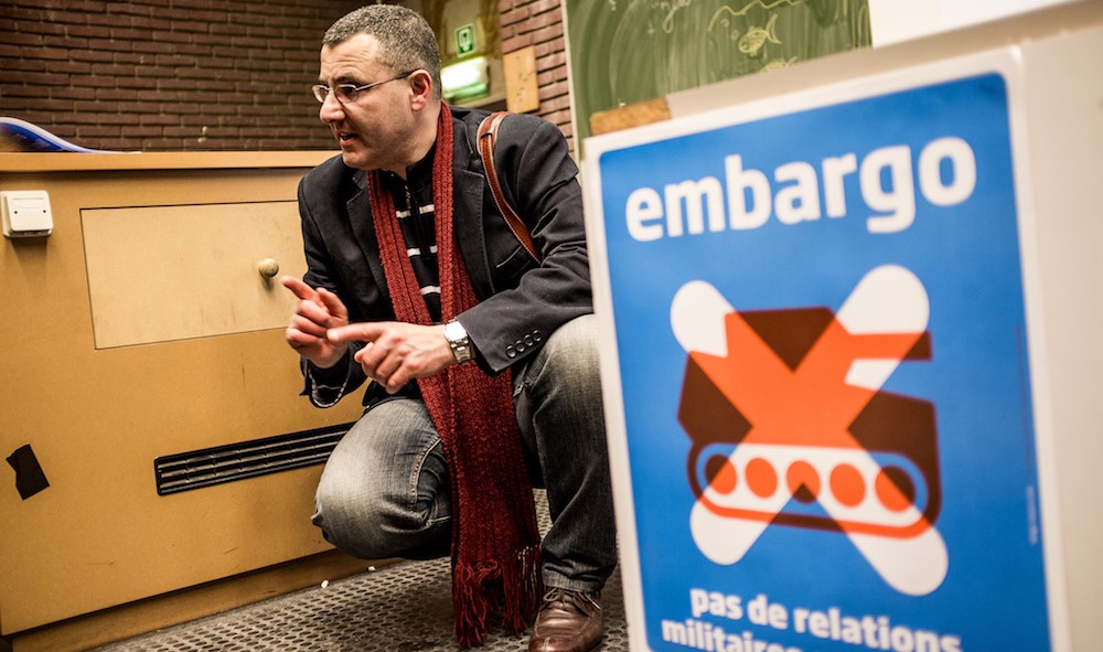 BDS Movement activist Omar Barghouti in Brussels, April 30, 2015