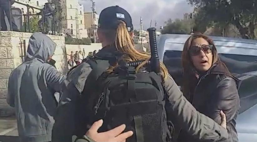 Israel police forces detain a television crew from Palestine TV in occupied East Jerusalem, Friday, December 6.
