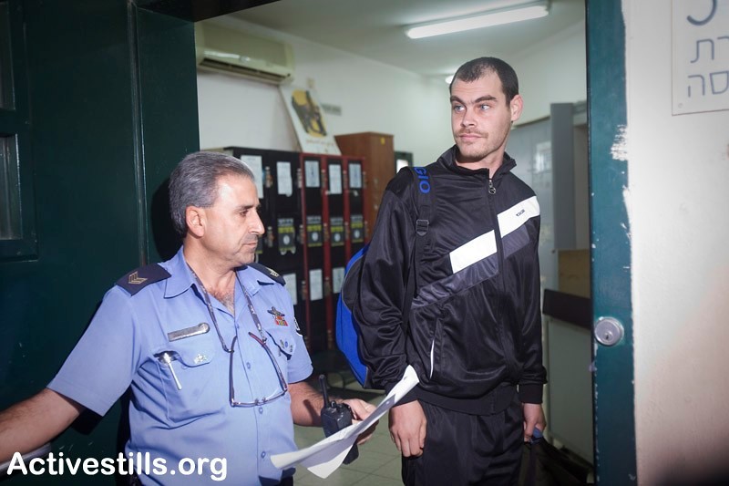 Jonathan Pollak at the prison where he served three months incarceration after being sentenced in December, 2010 by a Tel Aviv court for taking part in a demonstration by bicyclists against the blockade of Gaza.