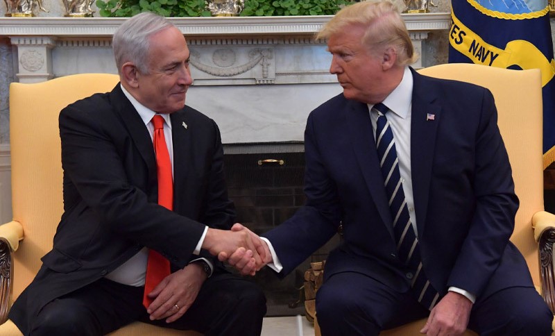 Israel's Prime Minister Benjamin Netanyahu with US President Donald Trump, Tuesday, January 28, at the White House in Washington DC; once again, the tail wagging the dog."