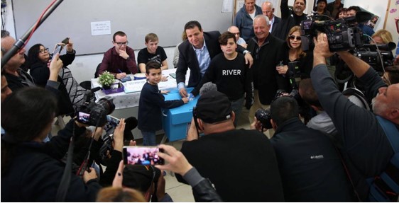 MK Ayman Odeh voting at his neighborhood polling station in Haifa, Monday, March 2, 2020