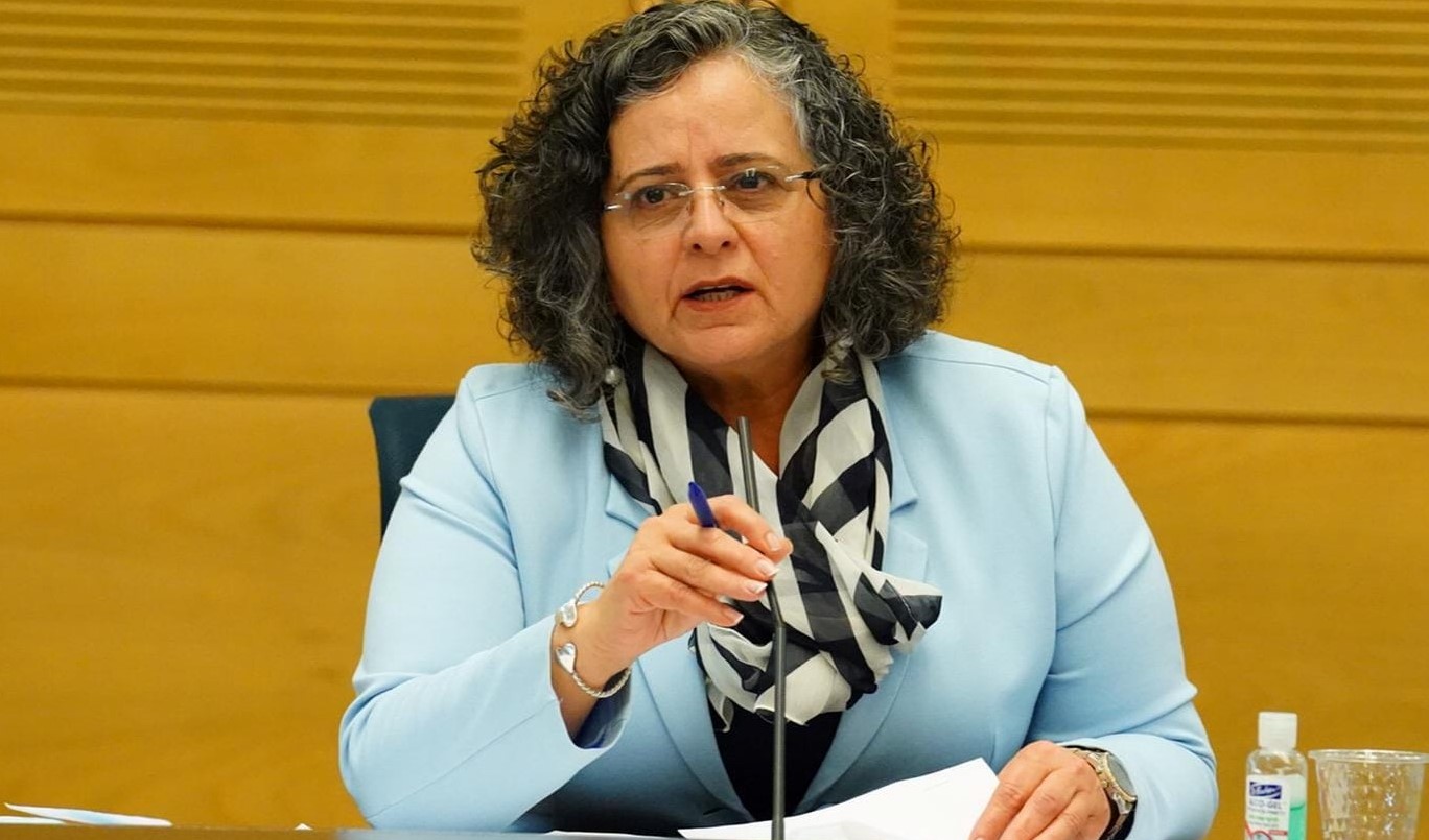 Hadash MK Aida Touma-Sliman (Joint List), chair of the Welfare and Labor Affairs Committee, during the meeting held last Monday, April 20, on health workers' rights
