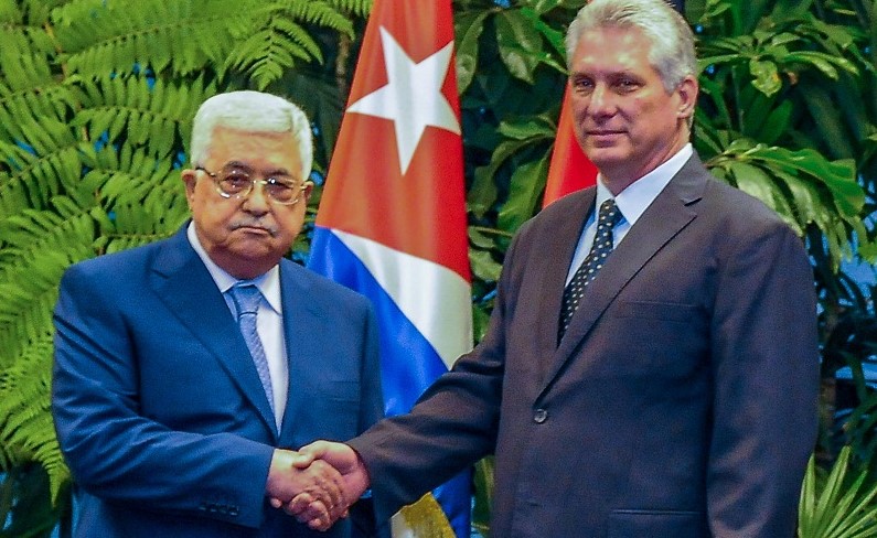 Palestinian President Mahmoud Abbas and his Cuban counterpart Miguel Díaz-Canel during their meeting in Havanna, May 2018