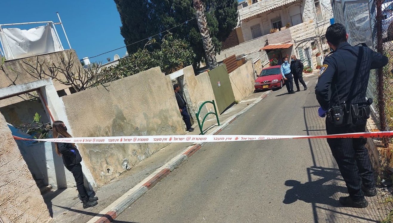 The scene of the shooting death of Munir Anabtawi by police in the predominantly Arab neighborhood of Wadi Nisnas in Haifa, March 29, 2021