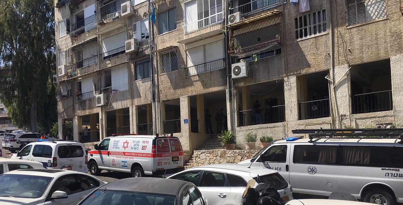 The scene of the murder of Maysar Othman, 28, who was shot in the head in front of two of her children in the Khalisa neighborhood of Haifa, Wednesday, June 30, 2021