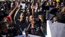 Thousands of African asylum seekers participate in a protest in front of the Israeli Knesset in Jerusalem on January 8, 2014 (Photo: Activestills)