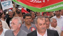 MK Barakeh during a demonstration against occupation in Tel-Aviv (Photo: Al Ittihad)