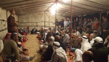 MK Hanna Sweid (Hadash) at a meeting with residents of Alsira (Photo: Bustan)