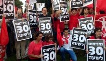 May Day 2014 in Tel-Aviv: Raise the minimum wage to 30 shekels an hour (Photo: Galit)