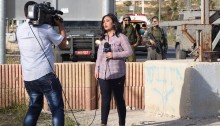 Palestinian journalists near Ramallah (Photo: Al Ittihad)