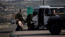 Palestinian arrested by occupation soldiers near Hebron, last week (Photo: Activestills)