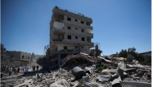 Buildings destroyed during Israel's "Operation Protective Edge" in the Gaza Strip, summer 2014. Israeli airstrikes destroyed everything from family homes to fishermen's boats; water systems to health centers.