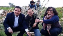 Top three candidates from Hadash (The Democratic Front for Peace and Equality) on February 4 as they plant an olive tree in a Palestinian village for Tu B’Shevat (Jewish festival of trees). From left to right (and followed by their respective position in the Arab-Jewish Joint List): Ayman Odeh (number 1), MK Dov Khenin (8), and Aida Touma-Sliman (5).