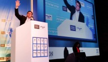 Ayman Odeh (Hadash), the head of the Joint List in "Haaretz" conference on elections and democracy in Israel, February 2015.