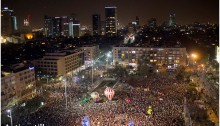 Tens of thousands of people attend the “Israel Wants Change” rally calling to replace Netanyahu as Israel’s prime minister, Rabin Square, Tel Aviv, March 7, 2015.