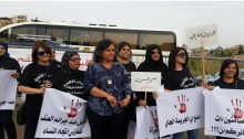 MK Touma-Sliman at a protest against the “family honor” murder of women held last week in the northern Arab city of Umm al-Fahem